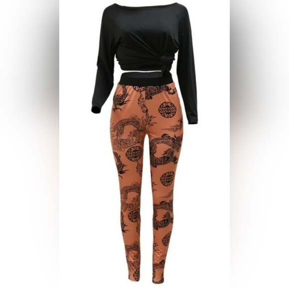 NWT Dragon Style Pants & Crop Top Set - Picture 4 of 5